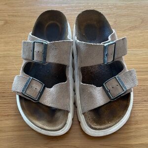 Birkenstock Arizona Chunky Sandals Tan Suede 37 Papillo